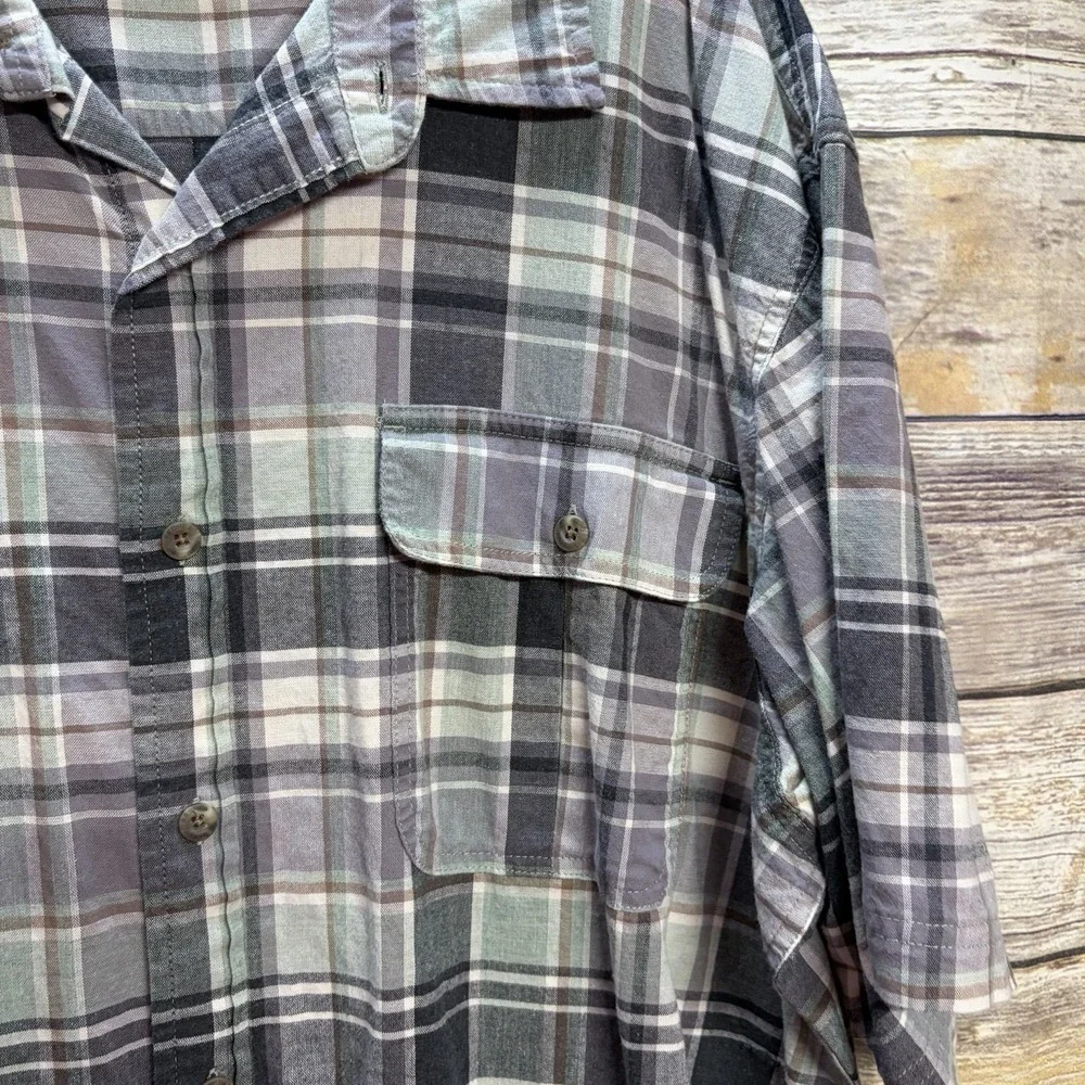 Redhead Green Plaid Button Up Shirt Cotton Men‎ Size 2XL Tall Short Sleeve